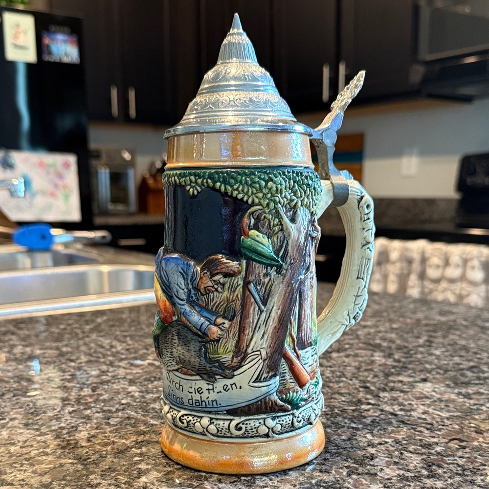 Vintage Original King Stein with Pewter Lid